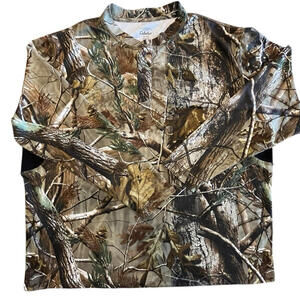 Cabela's Shirt Mens 2XL Brown Realtree Camo Long Sleeve Henley Hunting Outdoor